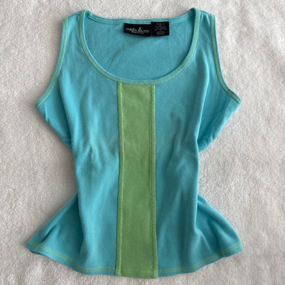 y2k lush life Hawaiian blue & green tank top